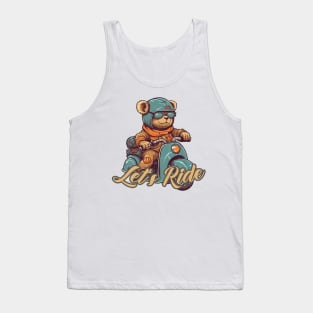 A cute teddy bear riding scooter bike Tank Top